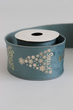 Kék bársony karácsonyi szalag 6cm 10m