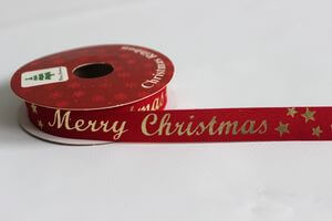 Červená vianočná stuha Merry Christmas 1,6cm 10m