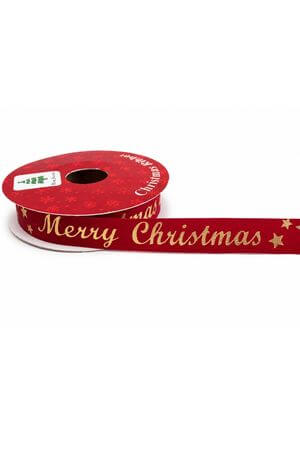 Červená vianočná stuha Merry Christmas 1,6cm 10m