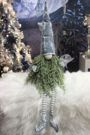 Zimný sediaci vianočný škriatok 55cm