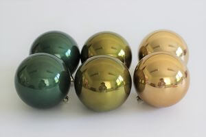 Zöld és barna mű karácsonyi gömbök 8cm 6db