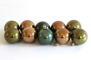 Zöld és barna mű karácsonyi gömbök 5cm 10db