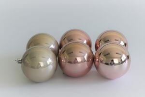 Růžové plastové vánoční koule 8cm 6ks