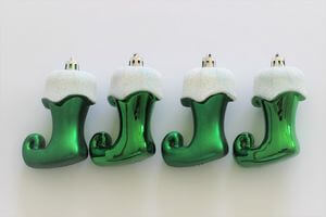 Zöld függeszthető karácsonyfadísz csizmák 8cm 4db