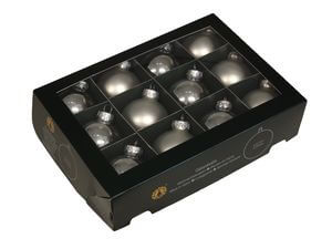 Ezüst üveg karácsonyi gömbök 5cm 12db