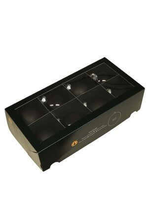 Fekete üveg karácsonyi gömbök 8cm 8db