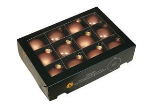 Korall üveg karácsonyi gömbök 5cm 12db