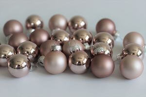 Rózsaszín gyöngyház üveg karácsonyi gömb 10cm 4db