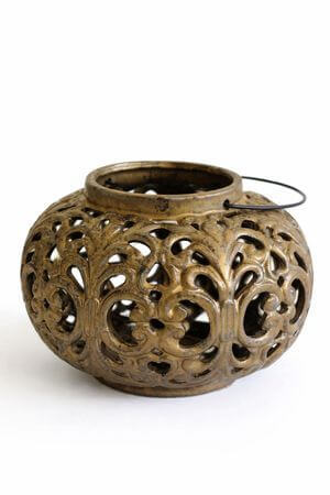 Barna-arany kerámia lámpás fogantyúval 23cm