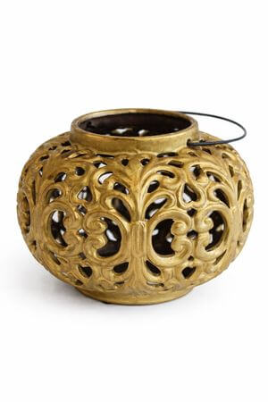 Arany színű  kerámia lámpás fogantyúval 23cm