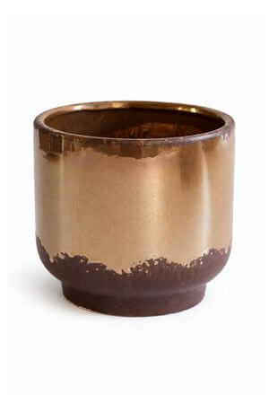 Barna gyöngyház színű kerámia virágcserép 18cm