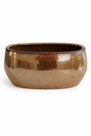 Barna gyöngyház színű kerámia virágcserép ovál28cm