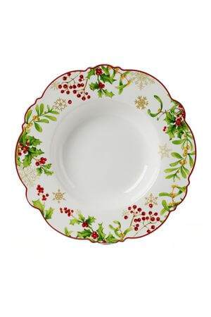 Piros és zöld karácsonyi mély tányér 22cm