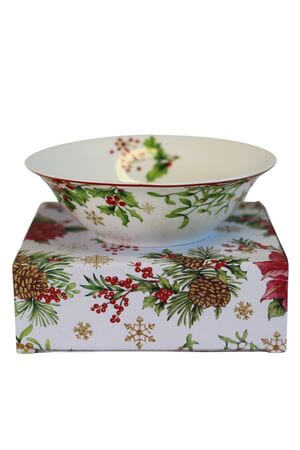 Bielo červená vianočná miska 14cm