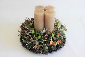 Natur adventi gyertyatartó asztalra 36cm