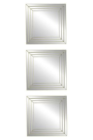 Hranaté nástěnné zrcadlo KINGA 3ks 25cm