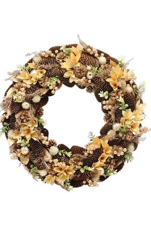 Krémszínű természetes kopogtató ajtódísz 60cm