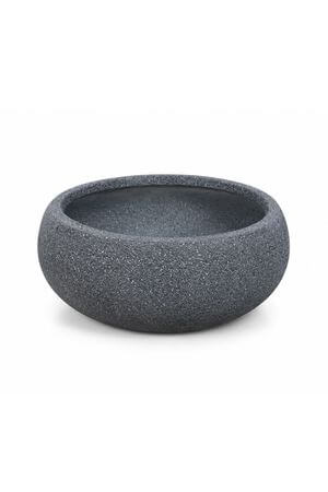 Šedý květináč v kameninovém designu nízký 41cm
