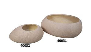 Krémový květináč v kameninovém designu oválný 69cm