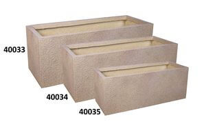 Krémový květináč v kamenném designu hranatý 60cm