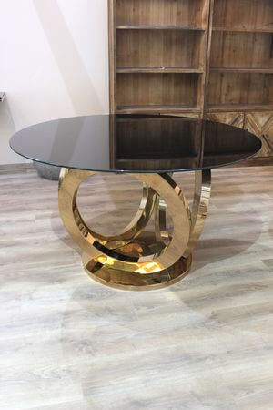 Rose gold üveg étkezőasztal 130cm 75cm