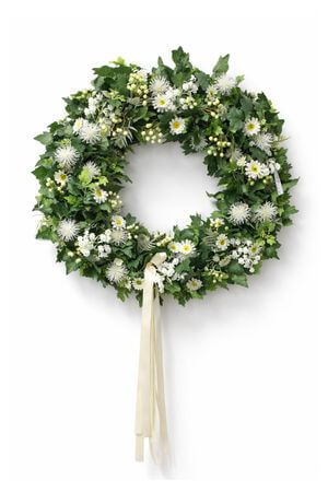 Biely jarný veniec na dvere 70cm