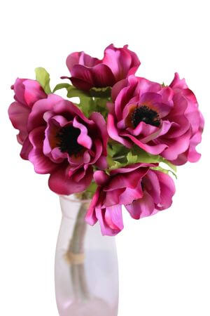 Ružová umelá kytica z anemoniek 27cm