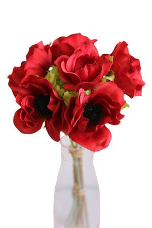 Piros mű szellőrózsa csokor 27cm