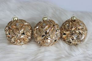 Zlaté sklenené vianočné gule LUX 3ks 10cm