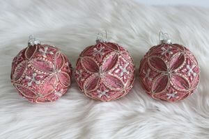 Ružové sklenené vianočné gule LUX 3ks 10cm