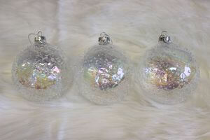 Priehľadné sklenené vianočné gule 3ks 10cm