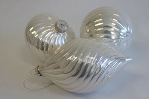 Strieborné sklenené lesklé vianočné ozdoby 3-set