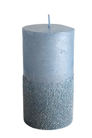 Halványkék gyertya csillámmal 13cm