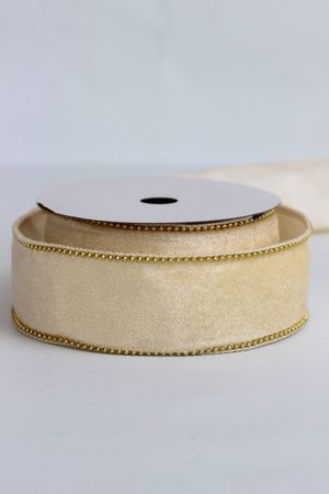 Krémszínű bársony szalag 6cm 10m