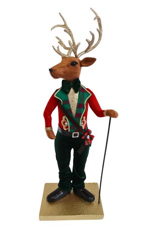 Hagyományos zöld-piros karácsonyi szarvas 77cm