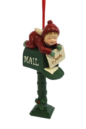 Zelená vánoční ozdoba s andílkem 13cm