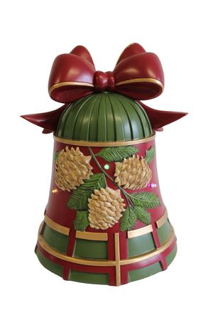 Zöld-piros karácsonyi harang LED 33cm