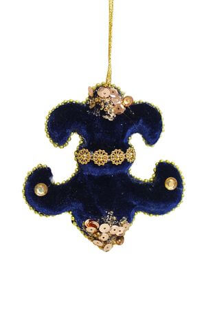 Modrá zamatová vianočná ozdoba 10cm