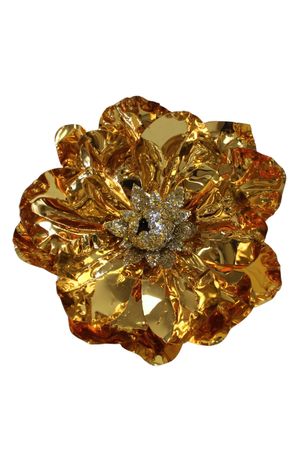 Zlatá lesklá magnólia na štipci 12cm