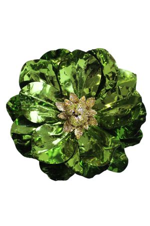 Zelená lesklá magnólia na štipci 12cm