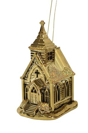 Arany karácsonyfadísz templom 11cm