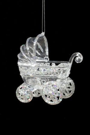 Jeges karácsonyfadísz babakocsi 10cm