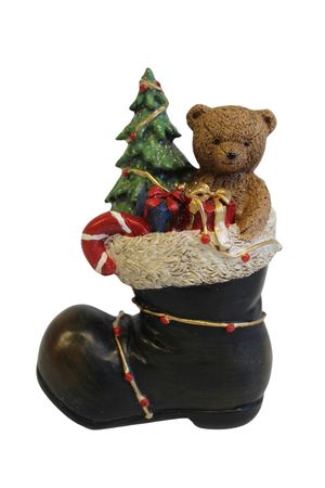 Vianočná dekorácia Medvedík v čižme 12cm