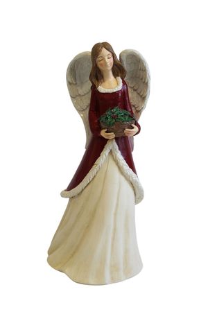 Vianočná figúrka anjel v červených šatách 25cm