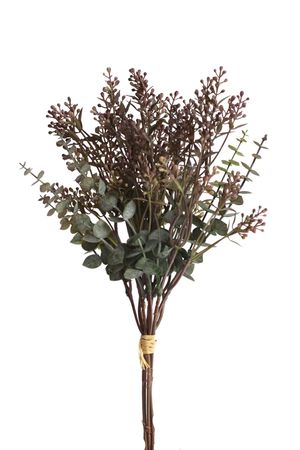 Rózsaszín-zöld mű eukaliptusz csokor 40cm