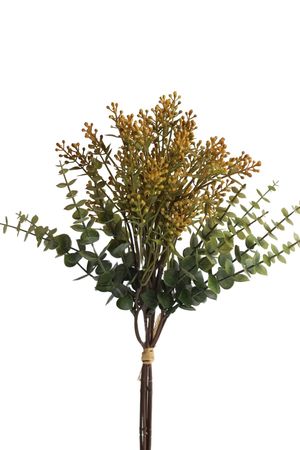 Narancssárga-zöld mű eukaliptusz csokor 40cm