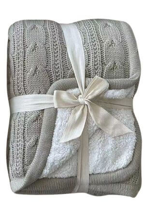 Bledo hnedá štrikovaná zateplená deka 170cm