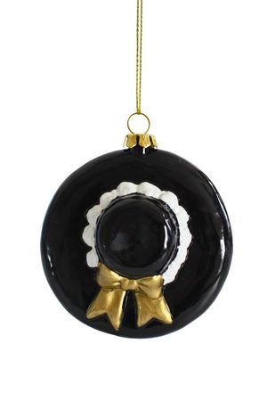 Fekete-arany karácsonyfadísz kalap 9cm