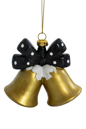 Fekete-arany karácsonyfadísz harangok 9cm