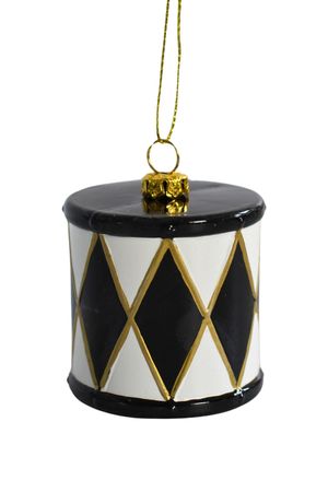 Fekete-arany karácsonyfadísz dob 6cm